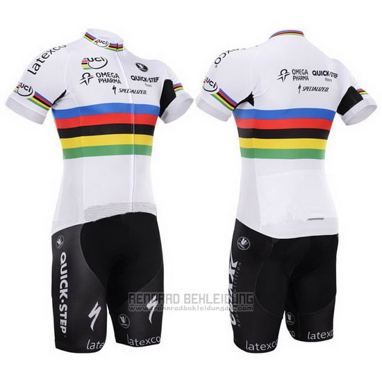 2016 Fahrradbekleidung UCI Weltmeister Lider Quick Step Wei Trikot Kurzarm und Tragerhose - zum Schließen ins Bild klicken